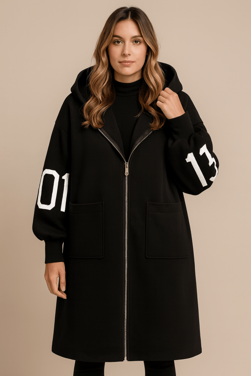 SELENE | LONG KNITTED HOODED COAT