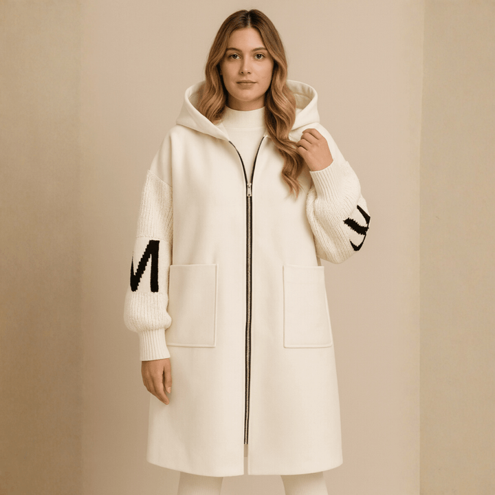 SELENE | LONG KNITTED HOODED COAT